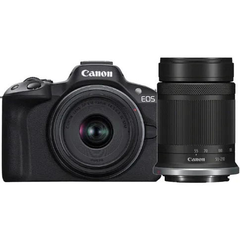 Canon EOS R50 Black + Canon RF-S 18-45mm f/4.5-6.3 IS STM + Canon RF-S 55-210mm F/5-7.1 IS STM