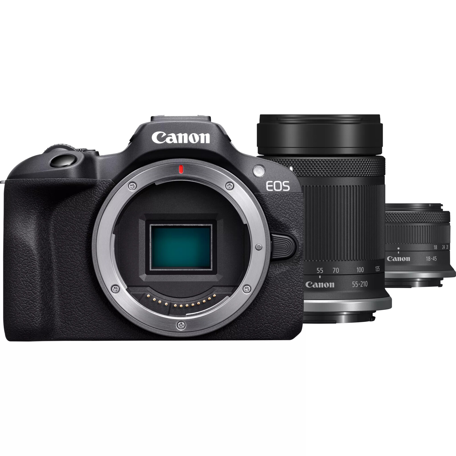 Canon EOS R100 + Canon RF-S 18-45mm f/4.5-6.3 IS STM + Canon RF-S 55-210mm f/5-7.1 IS STM
