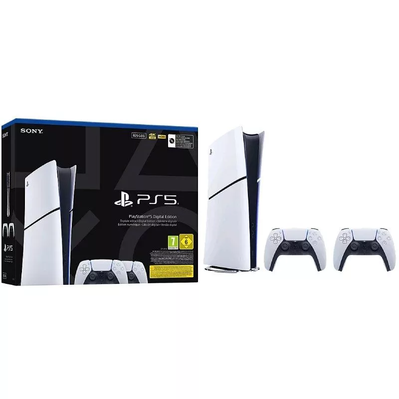Consola Sony Playstation 5 – PS5 Slim Digital 825GB/ Incluye 2 Mandos Dual Sense/ Chassis E